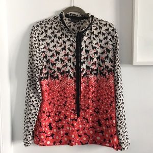 TOPSHOP cat print blouse size 8